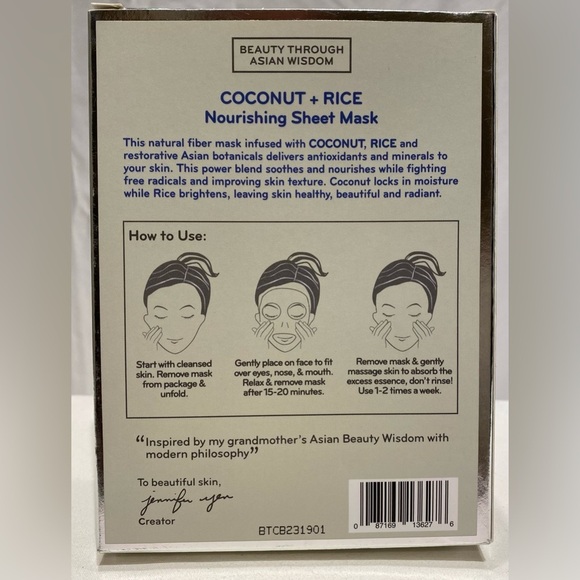 purlisse Coconut + Rice Nourishing Sheet Mask, 
Pack of 6 - Picture 2 of 2